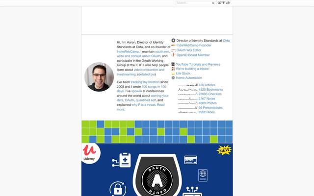 Screenshot of Aaron Parecki