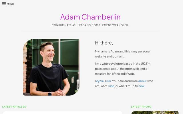 Screenshot of The online playground of Adam Chamberlin.
