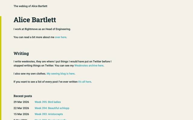 Screenshot of Alice Bartlett
        The home of typing by Alice Bartlett 👩🏻‍💻