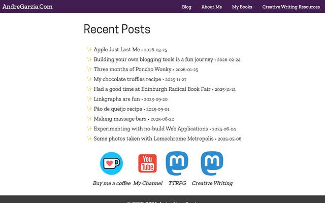 Screenshot of AndreGarzia.Com
        Programming, Creative Writing, Bookish Stuff