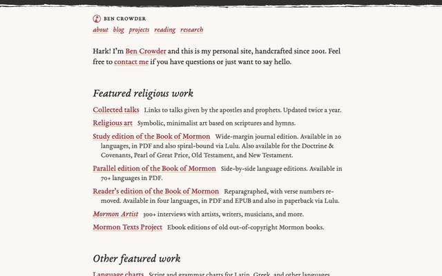 Screenshot of Ben Crowder
        Books and links and art and stuff.