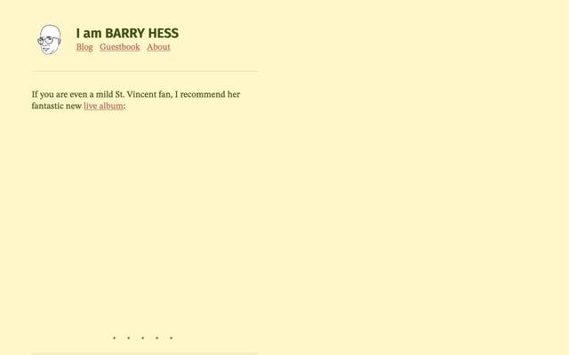 Screenshot of I am BARRY HESS
        I like writing and the internet.