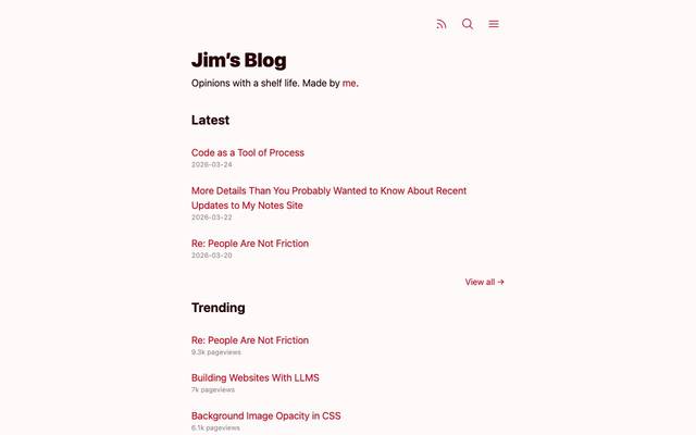 Screenshot of Blog