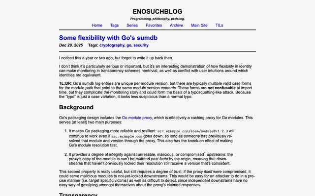 Screenshot of ENOSUCHBLOG