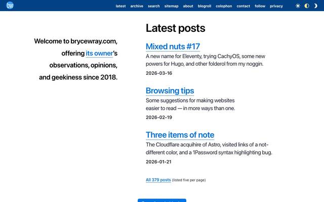 Screenshot of BryceWray.com