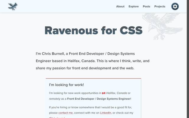 Screenshot of Chris Burnell
        I’m Chris Burnell, a Front End Developer / Software Engineer based in Halifax, Canada. This is where I think, write, and share my passion for front end development and the web.