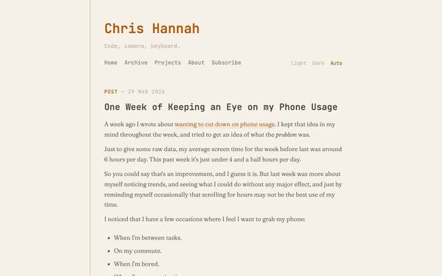 Screenshot of Chris Hannah
        An app developer with diverse interests, including photography