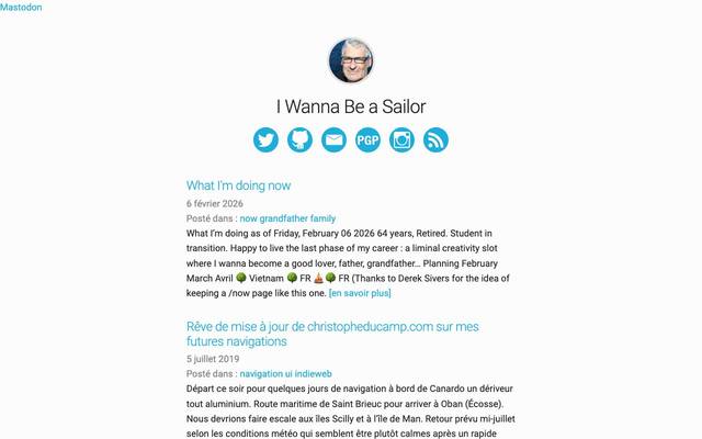 Screenshot of christopheducamp.com/now