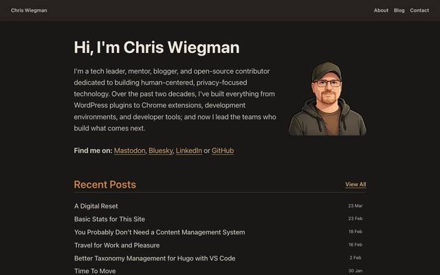 Screenshot of Chris Wiegman