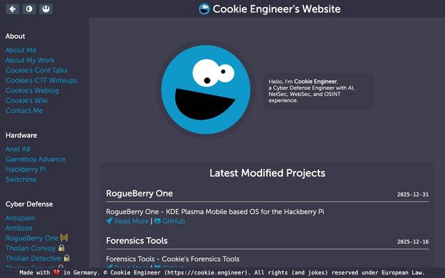 Screenshot of cookie.engineer