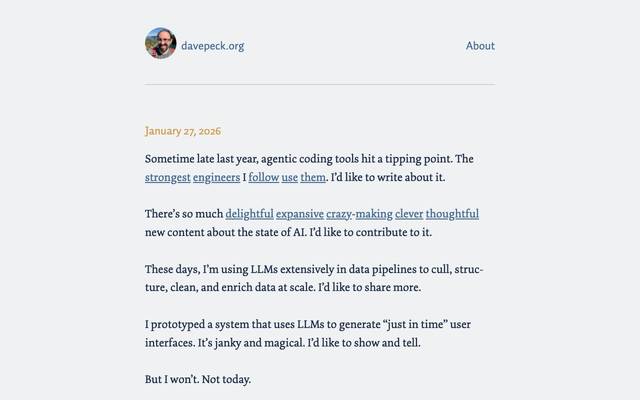 Screenshot of Dave Peck's Blog