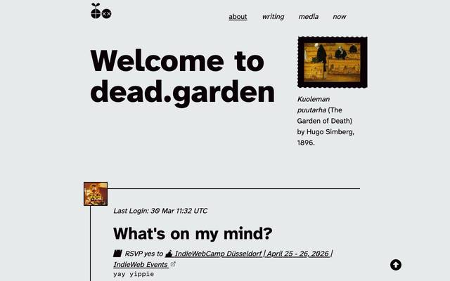 Screenshot of dead.garden
        Hello, my name is Johanna, but most people online call me Jo, and this is my website!