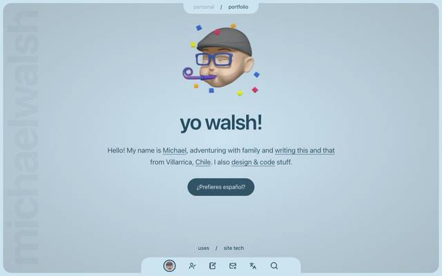 Screenshot of Mike Walsh
        Mike Walsh is a front-end designer/developer & translator in Villarrica, Chile. His blog features tech insights, humor, travel, and web projects.