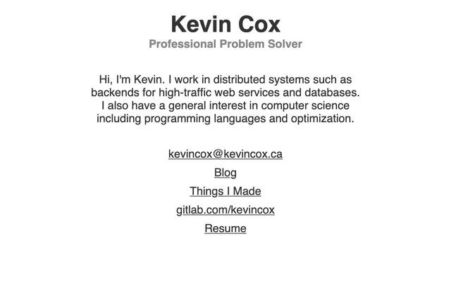 Screenshot of Kevin Cox