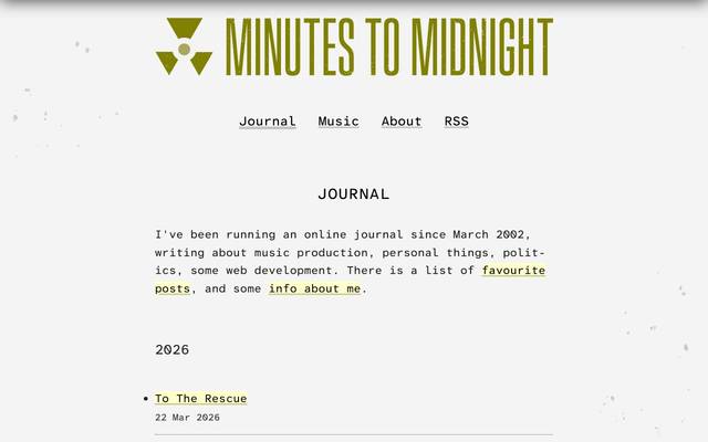 Screenshot of Minutes to Midnight
        Music production, bass playing and using web standard to code for the web.