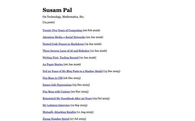 Screenshot of susam.net