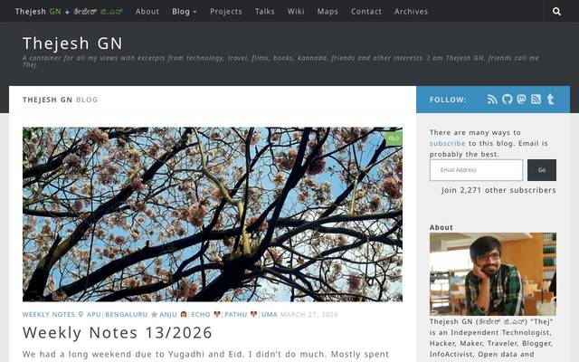 Screenshot of thejeshgn.com/now